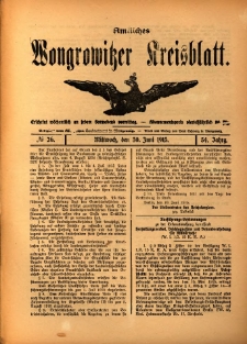 Amtliches Wongrowitzer Kreisblatt. 1915.06.30 Jg.54 Nr26