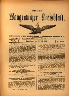 Amtliches Wongrowitzer Kreisblatt. 1915.07.17 Jg.54 Nr29