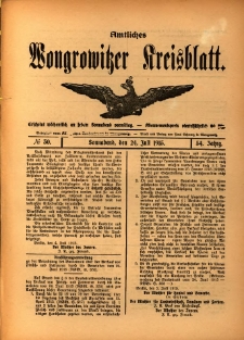 Amtliches Wongrowitzer Kreisblatt. 1915.07.24 Jg.54 Nr30