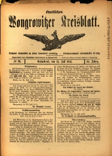Amtliches Wongrowitzer Kreisblatt. 1915.07.31 Jg.54 Nr31