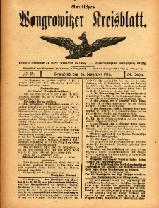 Amtliches Wongrowitzer Kreisblatt. 1915.09.25 Jg.54 Nr39