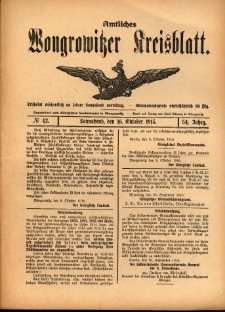 Amtliches Wongrowitzer Kreisblatt. 1915.10.16 Jg.54 Nr42