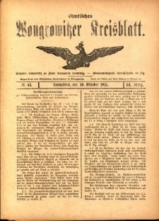 Amtliches Wongrowitzer Kreisblatt. 1915.10.30 Jg.54 Nr44