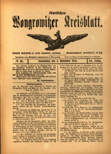 Amtliches Wongrowitzer Kreisblatt. 1915.11.06 Jg.54 Nr 45