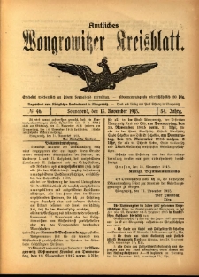 Amtliches Wongrowitzer Kreisblatt. 1915.11.13 Jg.54 Nr46