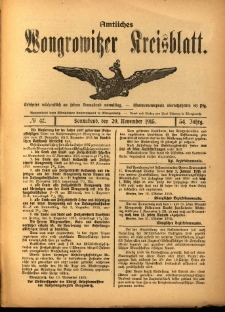 Amtliches Wongrowitzer Kreisblatt. 1915.11.20 Jg.54 Nr47