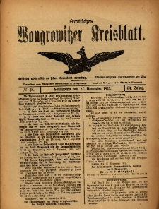 Amtliches Wongrowitzer Kreisblatt. 1915.11.27 Jg.54 Nr48