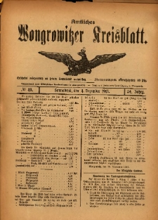 Amtliches Wongrowitzer Kreisblatt. 1915.12.04 Jg.54 Nr49