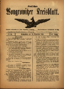 Amtliches Wongrowitzer Kreisblatt. 1915.12.18 Jg.54 Nr51