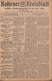 Kostener Kreisblatt: amtliches Ver&ouml;ffentlichungsblatt f&uuml;r den Kreis Kosten 1907.06.11 Jg.42 Nr70