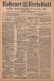 Kostener Kreisblatt: amtliches Ver&ouml;ffentlichungsblatt f&uuml;r den Kreis Kosten 1907.06.20 Jg.42 Nr74