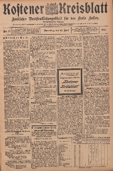Kostener Kreisblatt: amtliches Ver&ouml;ffentlichungsblatt f&uuml;r den Kreis Kosten 1907.06.27 Jg.42 Nr77