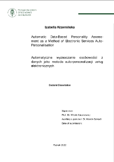 Automatic Data-Based Personality Assessment as a Method of Electronic Services Auto-Personalisation