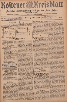 Kostener Kreisblatt: amtliches Ver&ouml;ffentlichungsblatt f&uuml;r den Kreis Kosten 1907.08.01 Jg.42 Nr92
