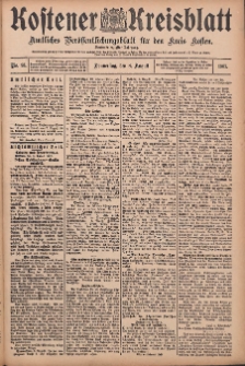 Kostener Kreisblatt: amtliches Ver&ouml;ffentlichungsblatt f&uuml;r den Kreis Kosten 1907.08.08 Jg.42 Nr95