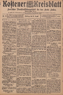 Kostener Kreisblatt: amtliches Ver&ouml;ffentlichungsblatt f&uuml;r den Kreis Kosten 1907.08.13 Jg.42 Nr97