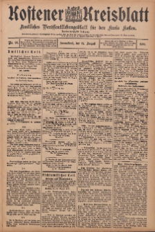 Kostener Kreisblatt: amtliches Ver&ouml;ffentlichungsblatt f&uuml;r den Kreis Kosten 1907.08.17 Jg.42 Nr99