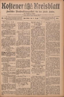 Kostener Kreisblatt: amtliches Ver&ouml;ffentlichungsblatt f&uuml;r den Kreis Kosten 1907.08.31 Jg.42 Nr105