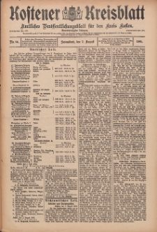 Kostener Kreisblatt: amtliches Ver&ouml;ffentlichungsblatt f&uuml;r den Kreis Kosten 1909.08.07 Jg.44 Nr94