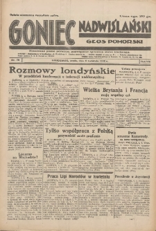Goniec Nadwiślański: Głos Pomorski: Niezależne pismo poranne, poświęcone sprawom stanu średniego 1932.04.06 R.8 Nr79
