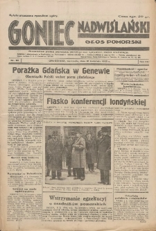 Goniec Nadwiślański: Głos Pomorski: Niezależne pismo poranne, poświęcone sprawom stanu średniego 1932.04.10 R.8 Nr83