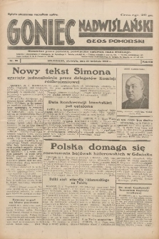 Goniec Nadwiślański: Głos Pomorski: Niezależne pismo poranne, poświęcone sprawom stanu średniego 1932.04.24 R.8 Nr95