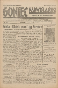 Goniec Nadwiślański: Głos Pomorski: Niezależne pismo poranne, poświęcone sprawom stanu średniego 1932.05.21 R.8 Nr115