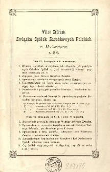 Walne zebranie Związku Sp&oacute;łek Zarobkowych Polskich w Bydgoszczy r. 1873.