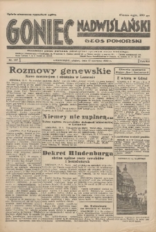 Goniec Nadwiślański: Głos Pomorski: Niezależne pismo poranne, poświęcone sprawom stanu średniego 1932.06.17 R.8 Nr137