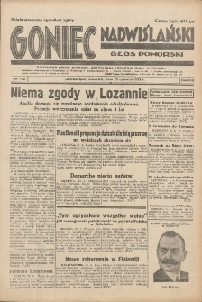 Goniec Nadwiślański: Głos Pomorski: Niezależne pismo poranne, poświęcone sprawom stanu średniego 1932.06.23 R.8 Nr142