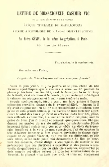 Lettre de monseigneur Casimir Vic