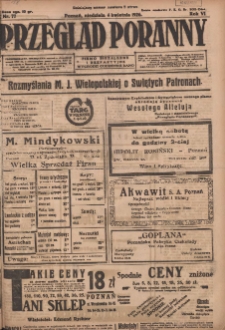 Przegląd Poranny: pismo niezależne i bezpartyjne 1926.04.04 R.6 Nr77