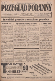 Przegląd Poranny: pismo niezależne i bezpartyjne 1926.04.20 R.6 Nr89