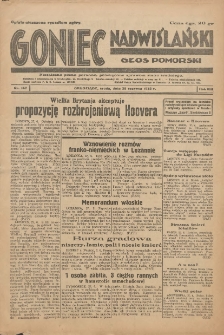 Goniec Nadwiślański: Głos Pomorski: Niezależne pismo poranne, poświęcone sprawom stanu średniego 1932.06.29 R.8 Nr147