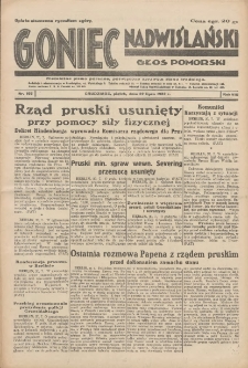 Goniec Nadwiślański: Głos Pomorski: Niezależne pismo poranne, poświęcone sprawom stanu średniego 1932.07.22 R.8 Nr166