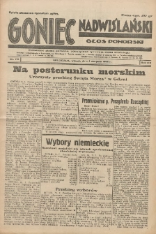 Goniec Nadwiślański: Głos Pomorski: Niezależne pismo poranne, poświęcone sprawom stanu średniego 1932.08.02 R.8 Nr175