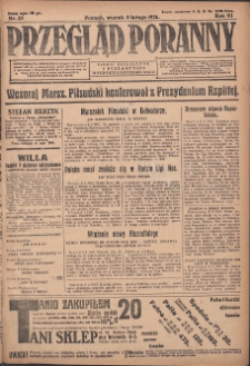 Przegląd Poranny: pismo niezależne i bezpartyjne 1926.02.09 R.6 Nr31