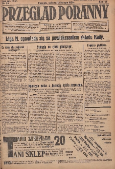 Przegląd Poranny: pismo niezależne i bezpartyjne 1926.02.13 R.6 Nr35