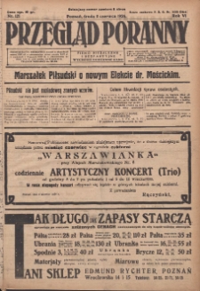Przegląd Poranny: pismo niezależne i bezpartyjne 1926.06.02 R.6 Nr121