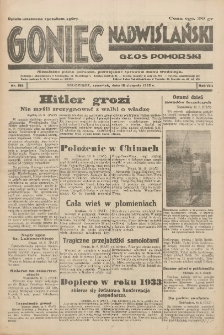 Goniec Nadwiślański: Głos Pomorski: Niezależne pismo poranne, poświęcone sprawom stanu średniego 1932.08.18 R.8 Nr188