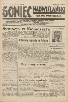 Goniec Nadwiślański: Głos Pomorski: Niezależne pismo poranne, poświęcone sprawom stanu średniego 1932.08.19 R.8 Nr189