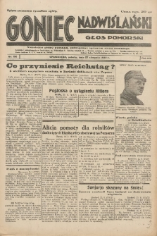 Goniec Nadwiślański: Głos Pomorski: Niezależne pismo poranne, poświęcone sprawom stanu średniego 1932.08.27 R.8 Nr196