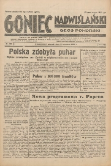Goniec Nadwiślański: Głos Pomorski: Niezależne pismo poranne, poświęcone sprawom stanu średniego 1932.08.30 R.8 Nr198