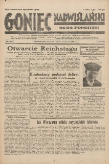 Goniec Nadwiślański: Głos Pomorski: Niezależne pismo poranne, poświęcone sprawom stanu średniego 1932.09.01 R.8 Nr200