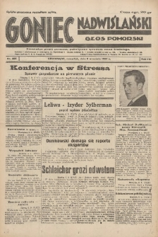 Goniec Nadwiślański: Głos Pomorski: Niezależne pismo poranne, poświęcone sprawom stanu średniego 1932.09.08 R.8 Nr206