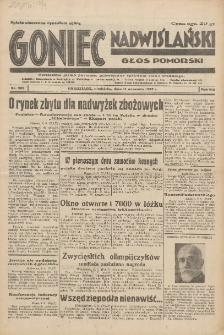 Goniec Nadwiślański: Głos Pomorski: Niezależne pismo poranne, poświęcone sprawom stanu średniego 1932.09.11 R.8 Nr209
