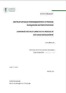 Restrukturyzacja przedsiębiorstwa w procesie zarządzania antykryzysowego