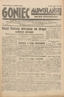 Goniec Nadwiślański: Głos Pomorski: Niezależne pismo poranne, poświęcone sprawom stanu średniego 1932.09.20 R.8 Nr216