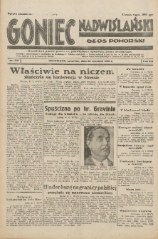 Goniec Nadwiślański: Głos Pomorski: Niezależne pismo poranne, poświęcone sprawom stanu średniego 1932.09.22 R.8 Nr218