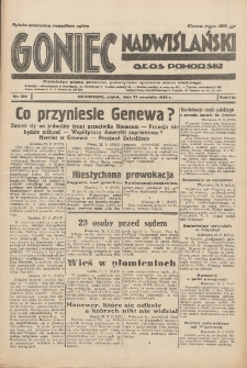 Goniec Nadwiślański: Głos Pomorski: Niezależne pismo poranne, poświęcone sprawom stanu średniego 1932.09.23 R.8 Nr219